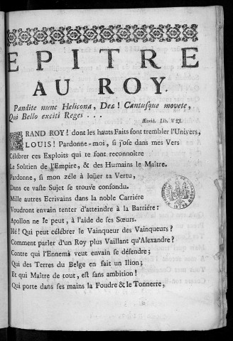 Epitre au roy... : [Louis XIV]
