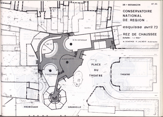 Projet de déplacement du conservatoire au Kursaal : correspondance, comptes rendus de réunions, plans.