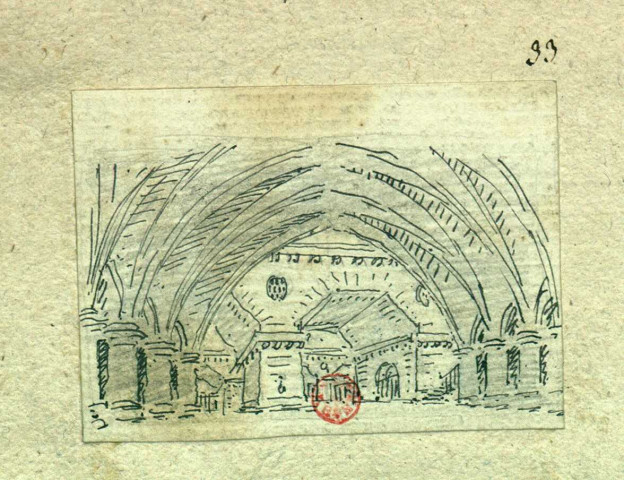 Intérieur de catacombes (?). Projet de décor de théâtre / Pierre-Adrien Pâris , [S.l.] : [P.-A. Pâris], [1700-1800]