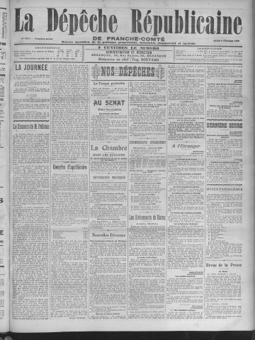 06/02/1908 - La Dépêche républicaine de Franche-Comté [Texte imprimé]