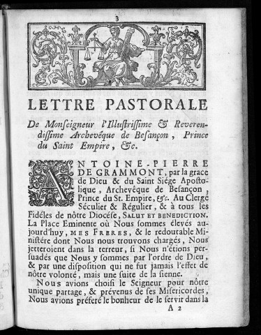 Lettre pastorale de Monseigneur... archevêque de Besançon [28 novembre 1735]