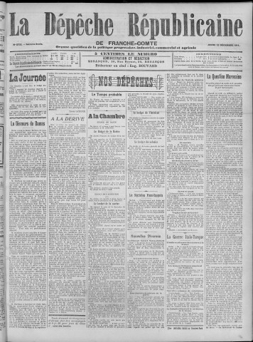 12/12/1911 - La Dépêche républicaine de Franche-Comté [Texte imprimé]