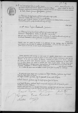 Registre des mariages, 1908