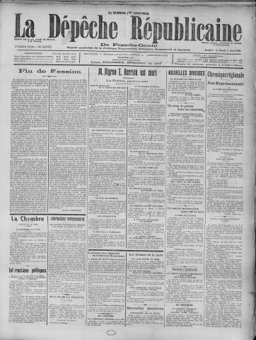 02/04/1929 - La Dépêche républicaine de Franche-Comté [Texte imprimé]