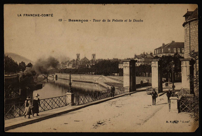 Besançon - Besançon - Tour de la Pelotte et le Doubs. [image fixe] , Paris : B. F. " Lux " ; Imp. Catala Frères, 1904/1930