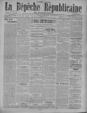 02/08/1922 - La Dépêche républicaine de Franche-Comté [Texte imprimé]