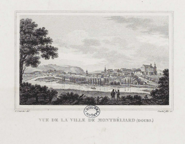 Vue de la ville de Montbéliard (Doubs) [estampe] / A. Laurens delineavit  ; Couché fils sculpsit , [S.l.] : [s.n.], [1700-1799]