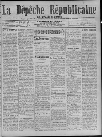 09/11/1911 - La Dépêche républicaine de Franche-Comté [Texte imprimé]