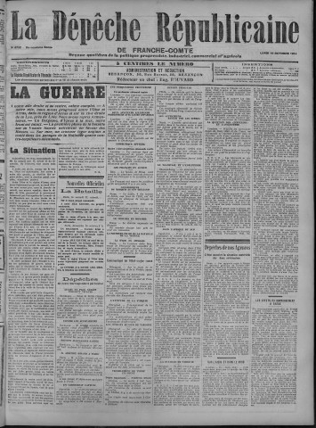 19/10/1914 - La Dépêche républicaine de Franche-Comté [Texte imprimé]