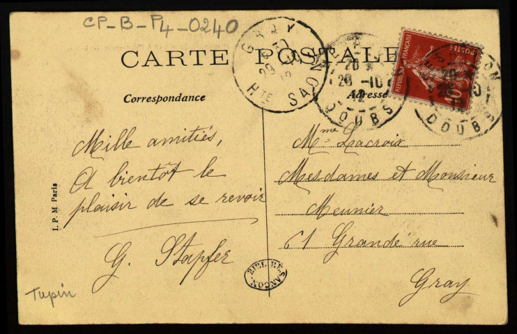 Gare de la Mouillère ouverte en 1884. Tête de ligne du chemin de fer allant à Morteau et en Suisse [image fixe] , Paris : I. P. M., 1904/1912