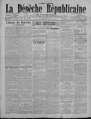 11/03/1922 - La Dépêche républicaine de Franche-Comté [Texte imprimé]