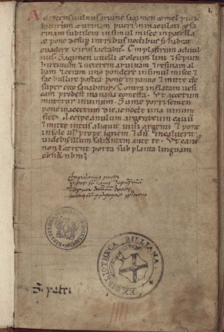 Ms 536 - « Liber Eupolemii. » Commence (fol. 1 vo)