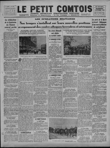 16/09/1939 - Le petit comtois [Texte imprimé] : journal républicain démocratique quotidien