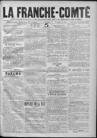 06/09/1889 - La Franche-Comté : journal politique de la région de l'Est