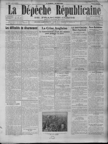 21/09/1931 - La Dépêche républicaine de Franche-Comté [Texte imprimé]