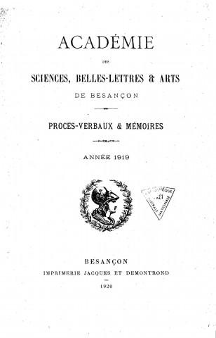 01/01/1919 - Procès verbaux et mémoires [Texte imprimé] /
