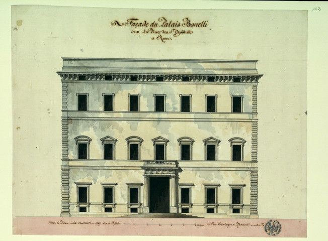 Façade du palais Bonelli à Rome / Pierre-Adrien Pâris , [S.l.] : [P.-A. Pâris], [1700-1800]