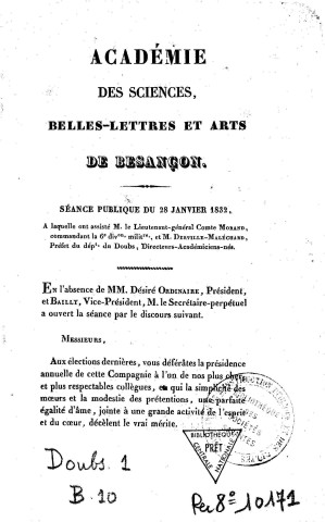 1832 - Séances publiques