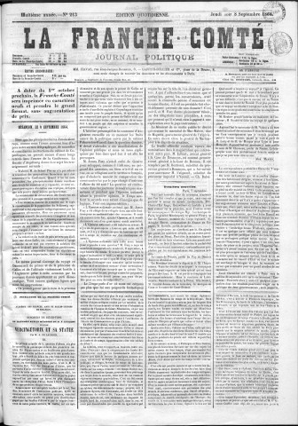 08/09/1864 - La Franche-Comté : organe politique des départements de l'Est
