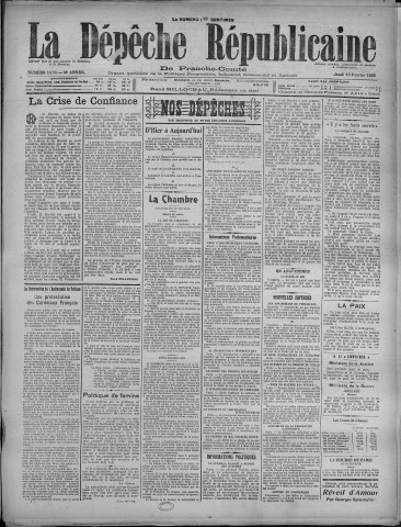 19/02/1925 - La Dépêche républicaine de Franche-Comté [Texte imprimé]