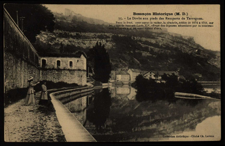 Le Doubs aux pieds des Remparts de Tarragnoz [image fixe] , Besançon : Cliché Ch. Leroux, 1910/1930