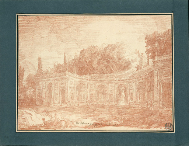 31 - Vue du Teatro dell'acqua et du belvédère de la villa Aldobrandini à Frascati , [Rome], [1761]