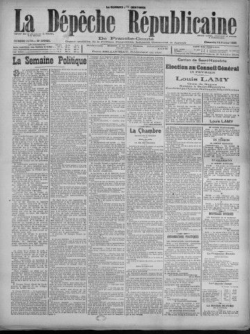 15/02/1925 - La Dépêche républicaine de Franche-Comté [Texte imprimé]