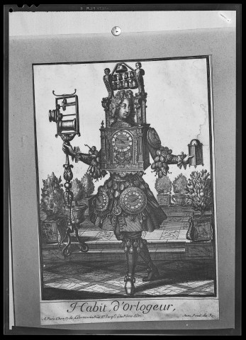 39MDT380 - Représentations et gravures anciennes représentant des horlogers : négatif (noir et blanc), positif (noir et blanc)