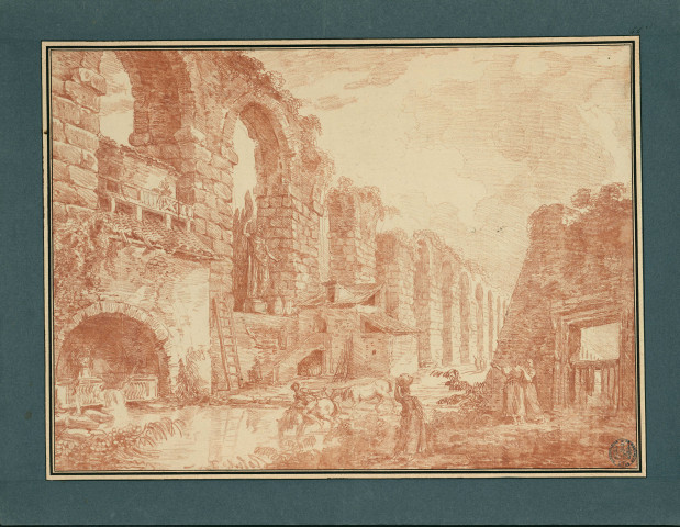 46 - Vue inspirée par les ruines de l'aqueduc antique de Split , [France], [1766]