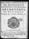 Lettre pastorale de Monseigneur... archevêque de Besançon [28 novembre 1735]
