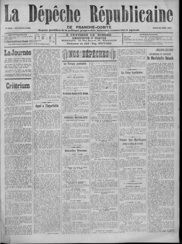 28/04/1913 - La Dépêche républicaine de Franche-Comté [Texte imprimé]