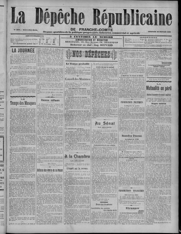26/02/1909 - La Dépêche républicaine de Franche-Comté [Texte imprimé]