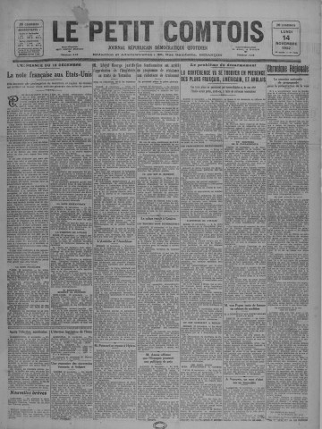 14/11/1932 - Le petit comtois [Texte imprimé] : journal républicain démocratique quotidien