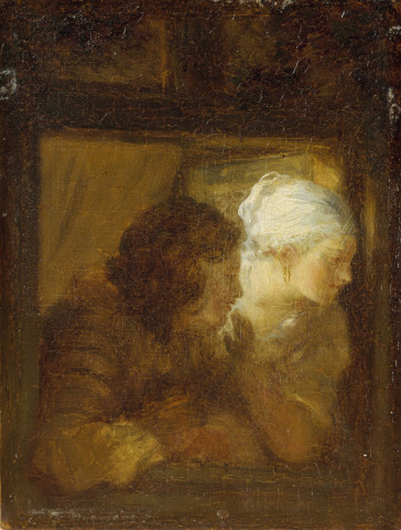 Jeune couple à la fenêtre