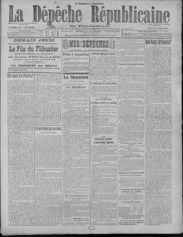 25/10/1922 - La Dépêche républicaine de Franche-Comté [Texte imprimé]