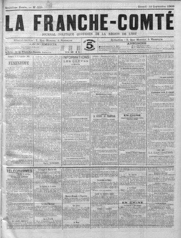 15/09/1900 - La Franche-Comté : journal politique de la région de l'Est