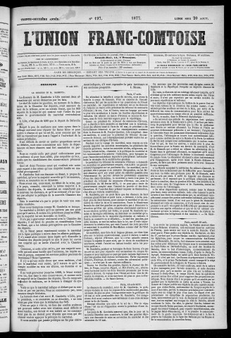 20/08/1877 - L'Union franc-comtoise [Texte imprimé]