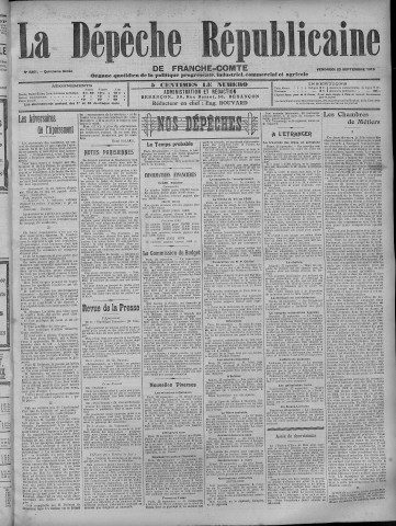 23/09/1910 - La Dépêche républicaine de Franche-Comté [Texte imprimé]