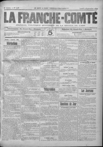 03/09/1894 - La Franche-Comté : journal politique de la région de l'Est