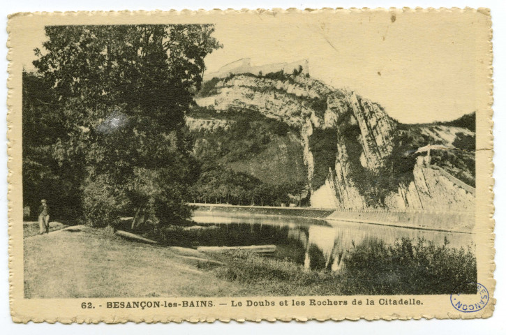 Besançon-les-Bains (Doubs)- Le Doubs à Mazagran et Rochers de la Citadelle [image fixe] , Besançon : Les Editions C. L. B., 1914/1933