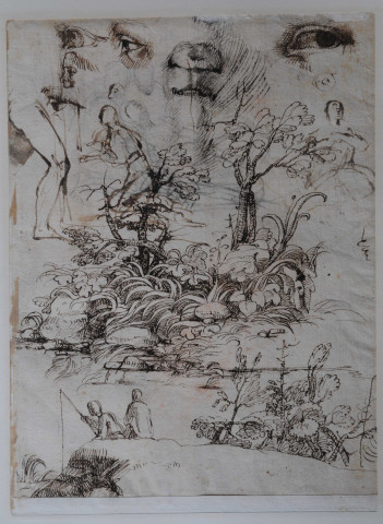 Frise décorative et esquisses de cavaliers (recto) ; Études diverses (verso)