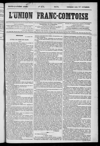 21/11/1879 - L'Union franc-comtoise [Texte imprimé]