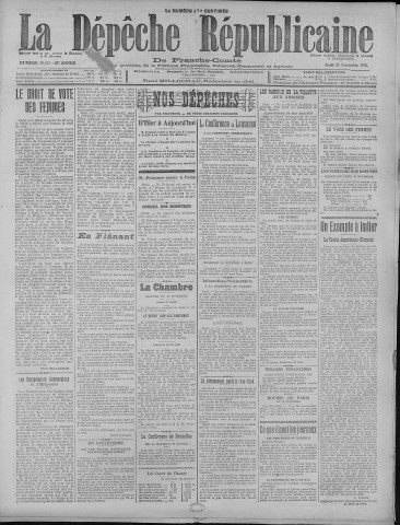 24/11/1922 - La Dépêche républicaine de Franche-Comté [Texte imprimé]