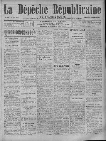 16/09/1910 - La Dépêche républicaine de Franche-Comté [Texte imprimé]