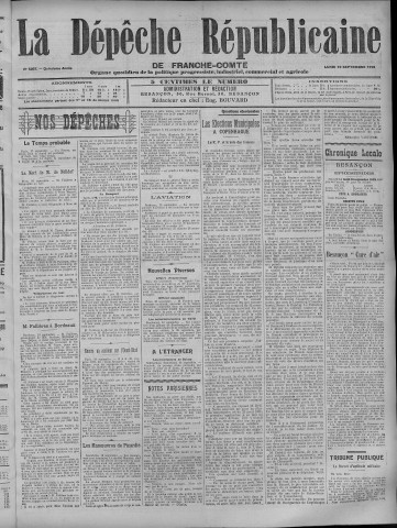 19/09/1910 - La Dépêche républicaine de Franche-Comté [Texte imprimé]