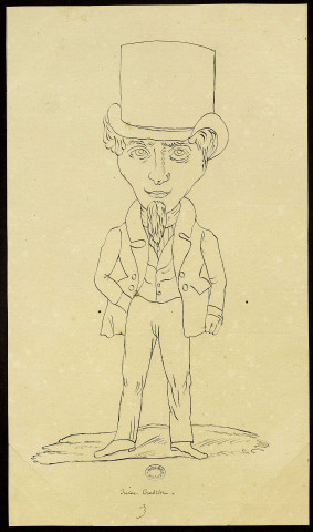 Jules Crestin, président de la Société philarmonique de Besançon En pied, de face : portrait caricatural , [S.l.] : [s.n.], [1800-1899]