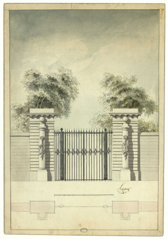 Projet de grille pour l'entrée d'une propriété , 1780/1820