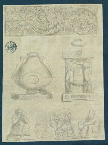 Divers motifs ornementaux et vase , [S.l.] : [s.n.], [1700-1800]
