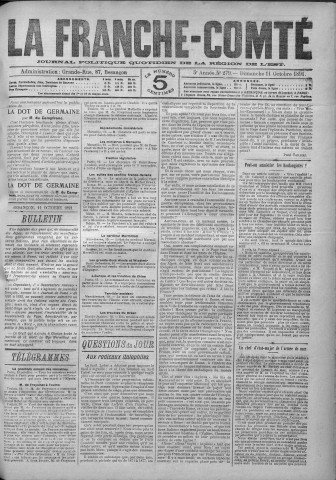 11/10/1891 - La Franche-Comté : journal politique de la région de l'Est
