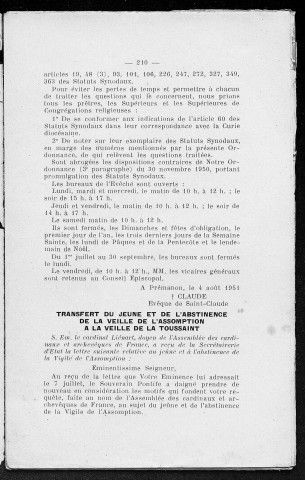 09/08/1951 - La Semaine religieuse du diocèse de Saint-Claude [Texte imprimé]